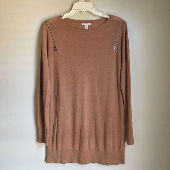 Caslon zipper sleeves cashmere feel cold shoulder - Picture 2 of 7